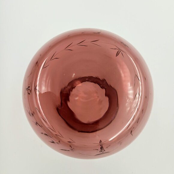 Vintage Cranberry Purple Etched Vase Round Read - Picture 9 of 11